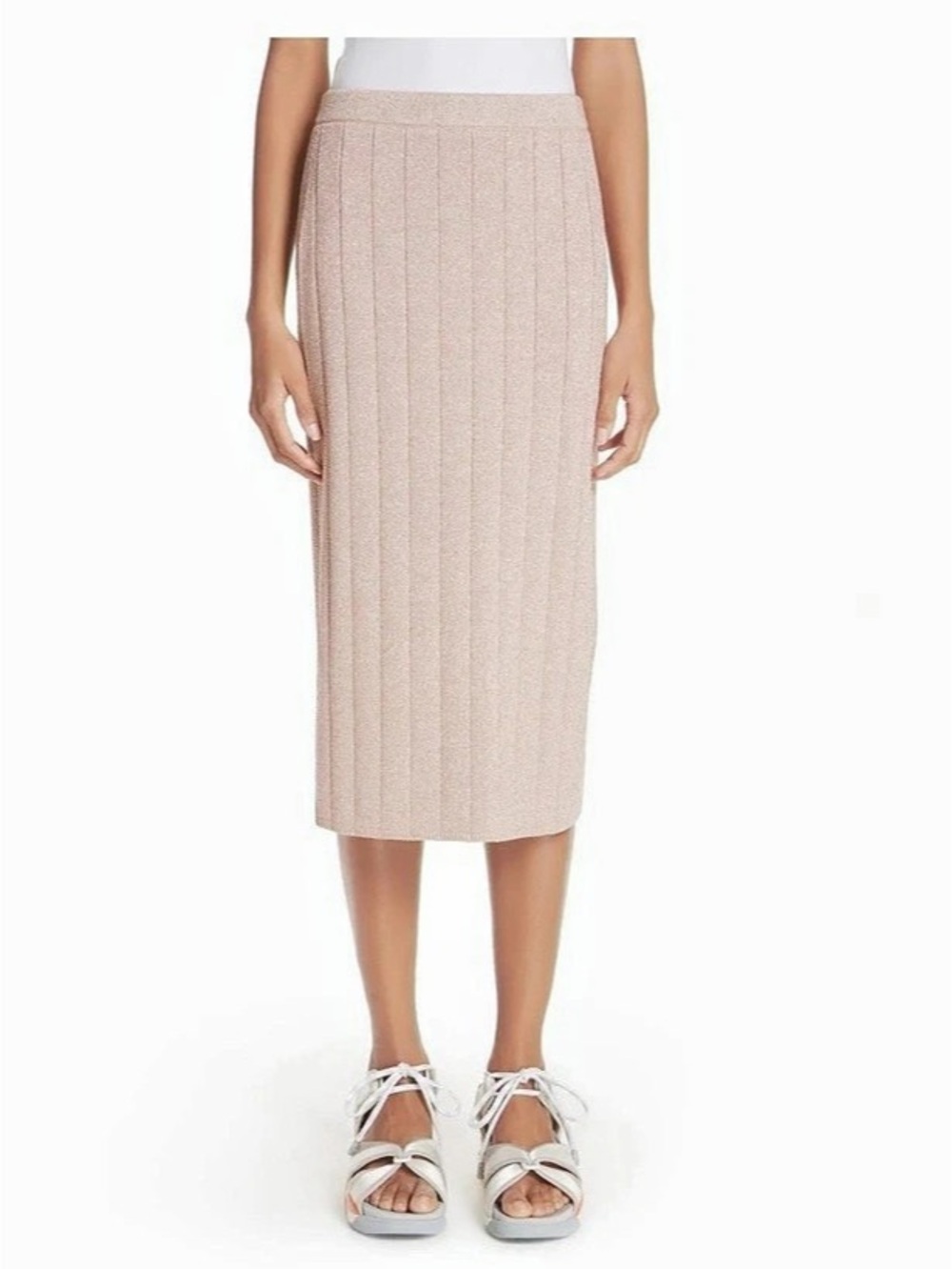 Marc Jacobs Metallic Knit Pencil Skirt Midi Pencil Skirt in Pink - small